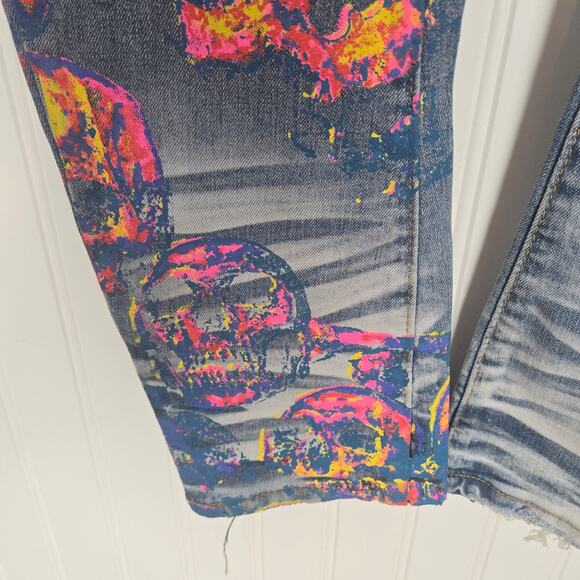 Women's Mackeen Skinny Skull Jeans Size30 Inseam32 Distress - Picture 7 of 11